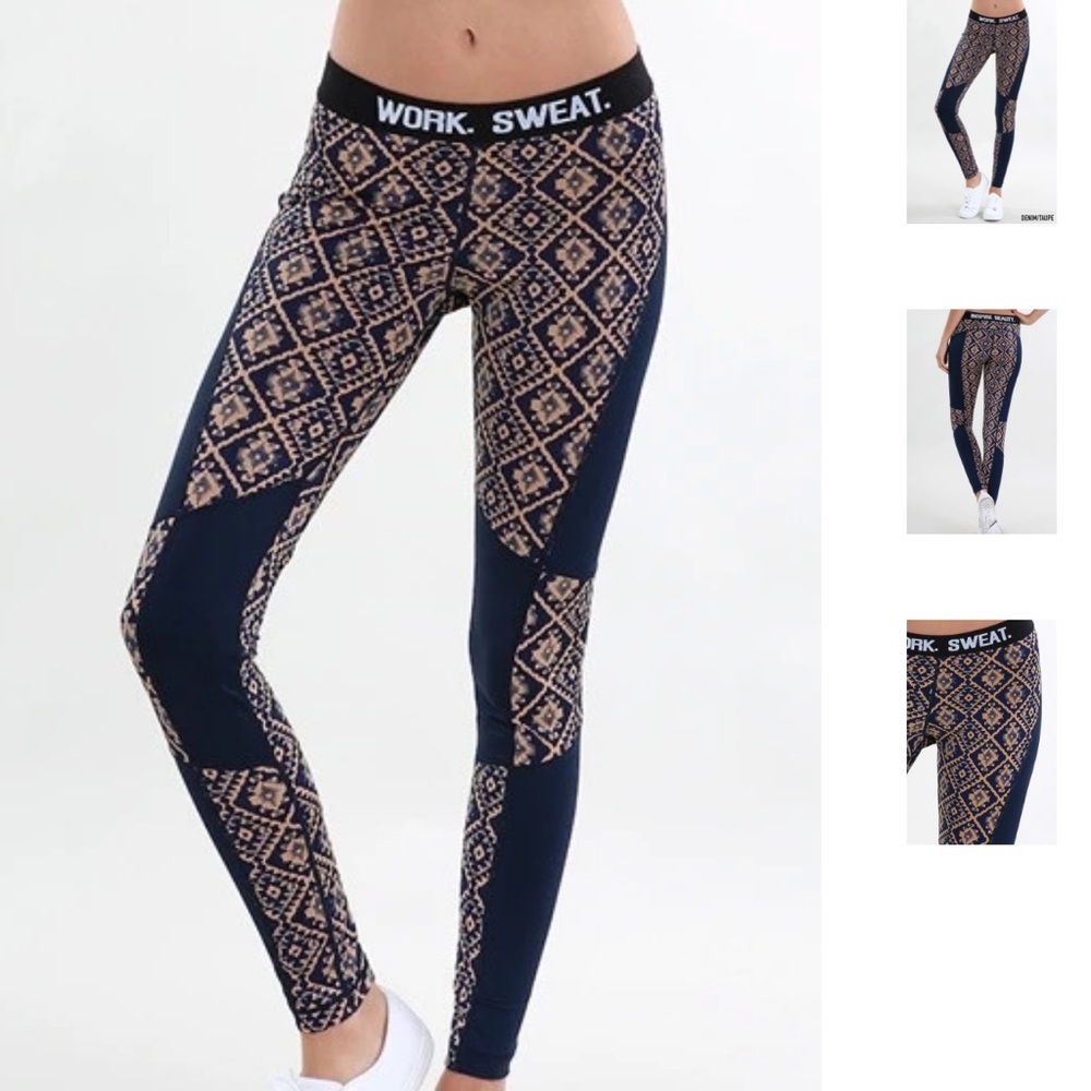 WORK. SWEAT Tribal Print Color Block Leggings.